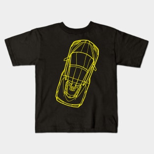 Accelerate Yellow C8 Corvette racecar Silhouette Outline Amplify Orange Supercar Sports car Racing car Kids T-Shirt